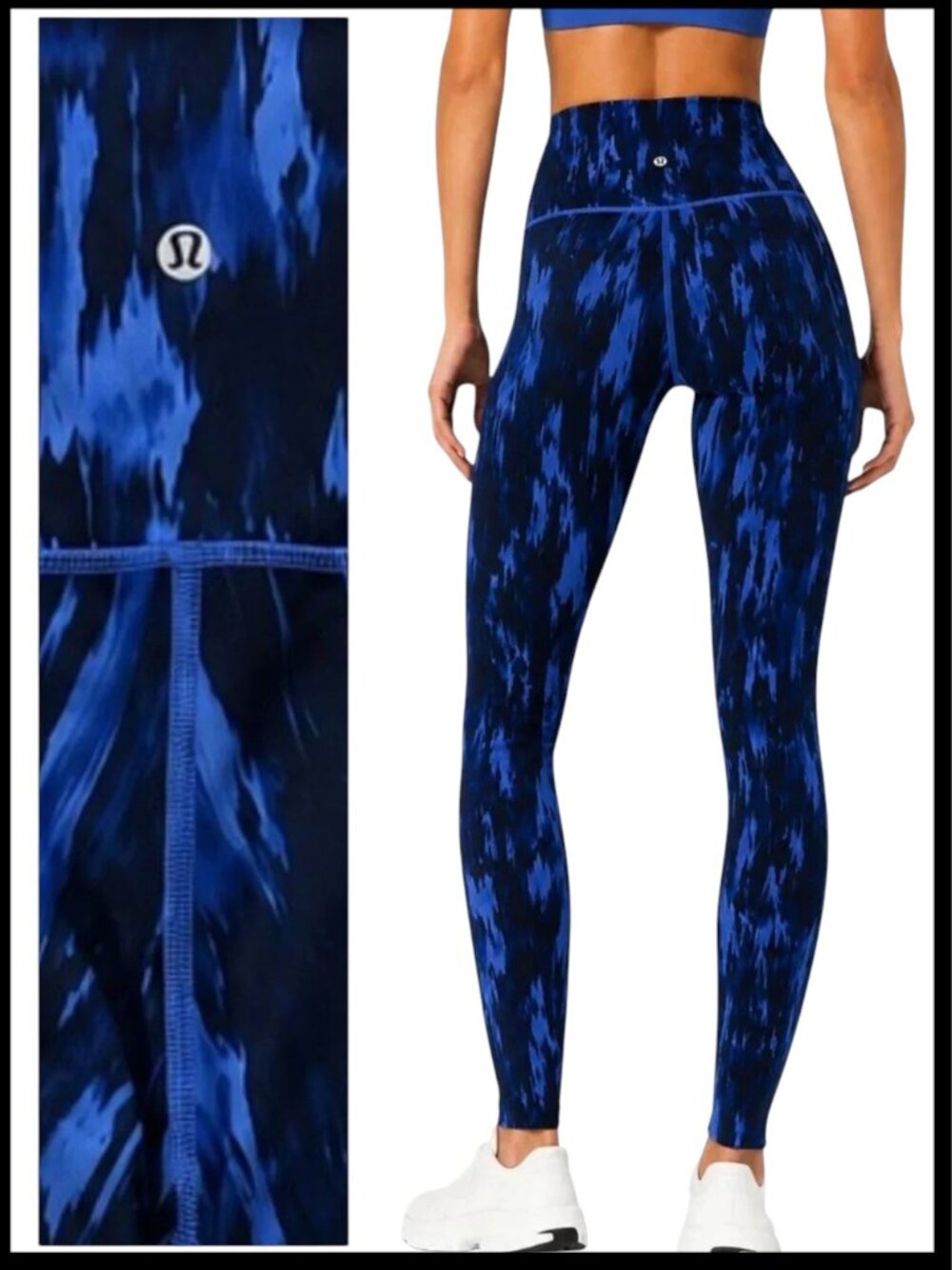 Lululemon Wunder Under Leggings Blue Black Abstract Print Size 2